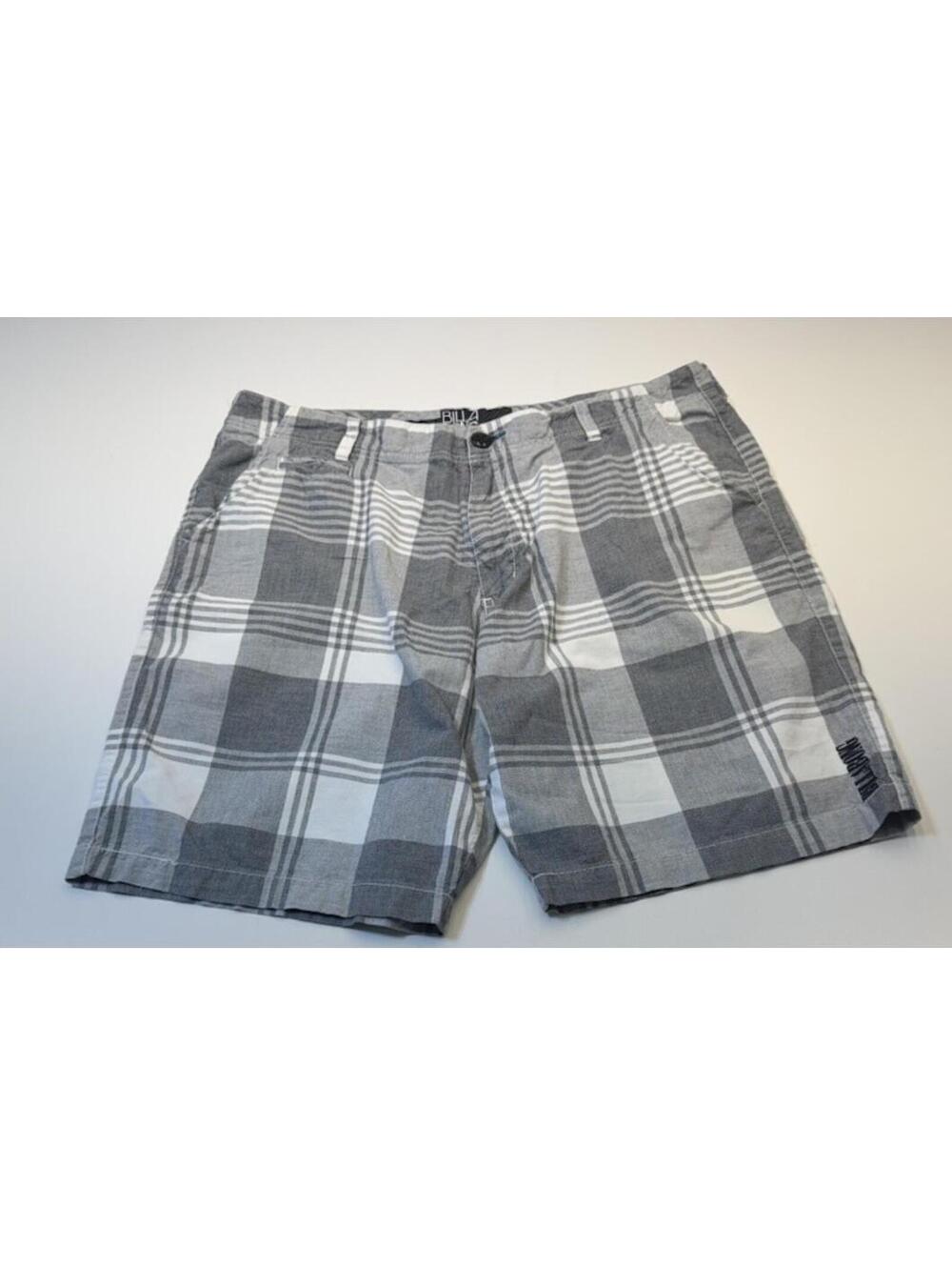 Billabong Shorts Men's Size 38 White Gray Plaid Flat Front 9966